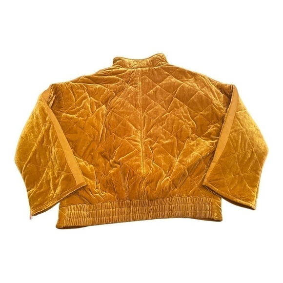 Avec LES FILLES Quilted Velvet Zip Jacket In Mustard - Picture 4 of 15